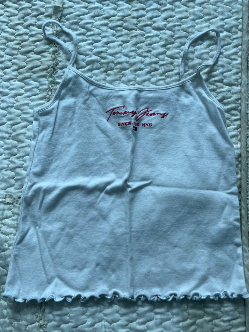White Ribbed Cami Tank Top